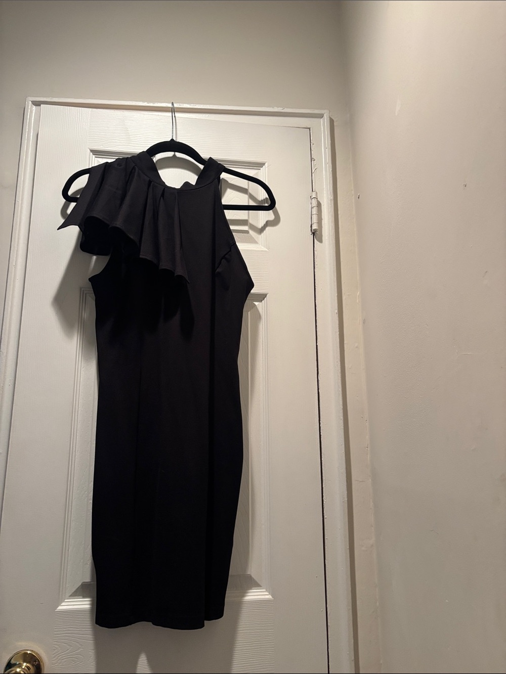 Fashion Nova Black One-Shoulder Ruffle Dress